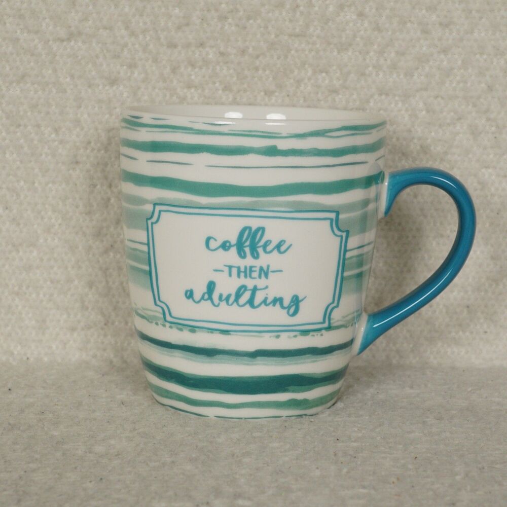 Threshold Coffee-THEN-Adulting Porcelain Coffee Mug Turquoise Jumbo Ceramic
